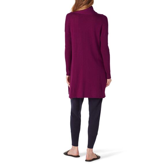 NATORI Purple Plum Knit Long Sleeve Sweater Pocket Cardigan size Medium - Picture 2 of 13